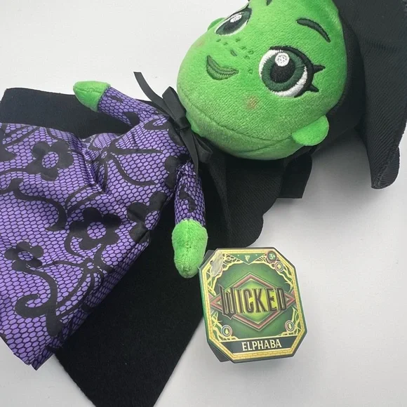 Green Elphaba Witch Plush Doll with Black Hat and Purple Dress - Picture 5 of 10